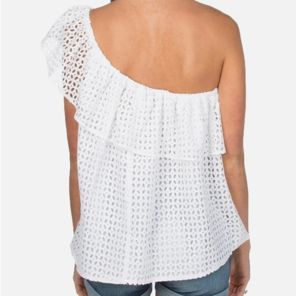 Lauren James Reagan White Eyelet Ruffle Top - Picture 2 of 8